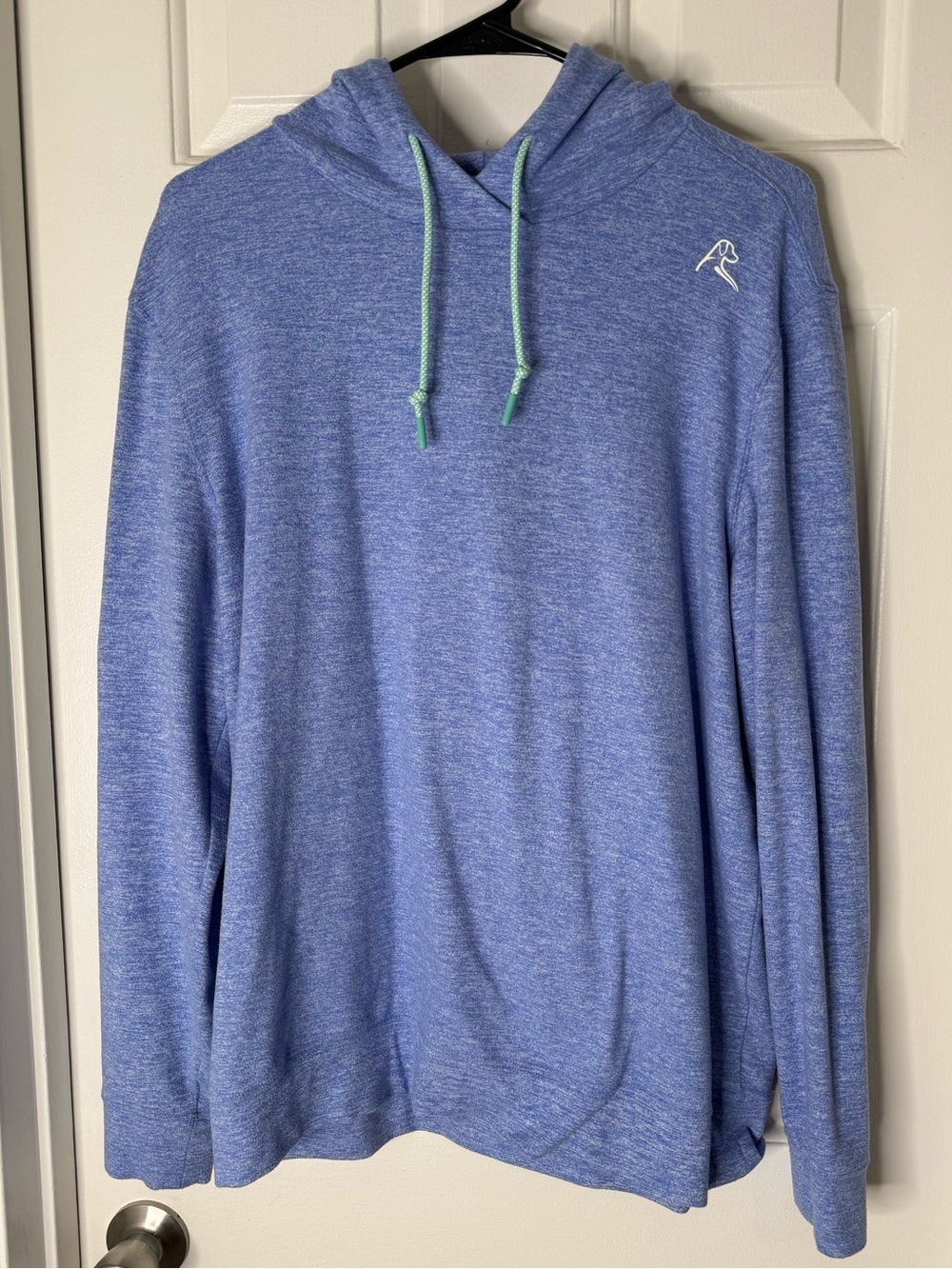 Rhoback Heather Blue Vsoft Pullover Hoodie with Green Drawcords